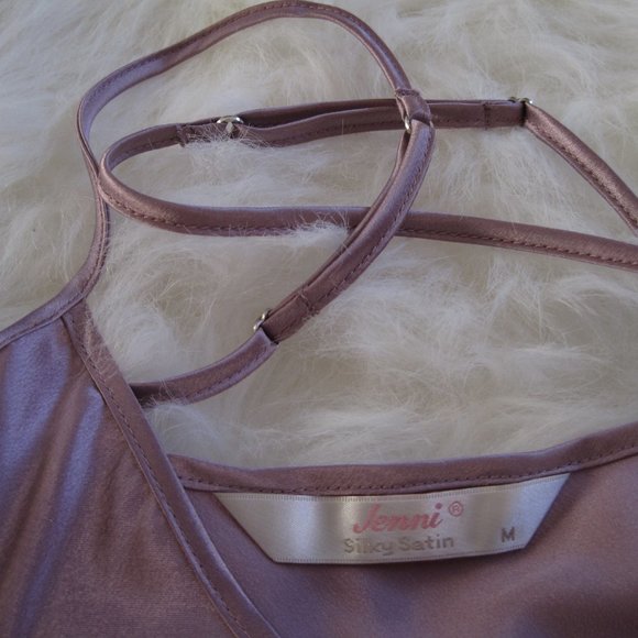 Mauve Silky Satin Sleepwear, Women Lingerie Long Slip Dress Negligee Nightgown M - Picture 7 of 10